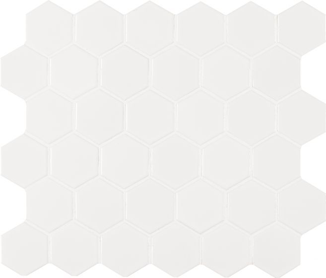 Retro Bianco Hexagon Glossy Patterned Mosaic 