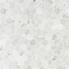 Carrara White 2X2 Hexagon Honed Mosaic