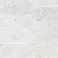 Carrara White 3X12 Picket Honed Marble Mosaic