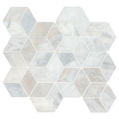 Arabescato Venato White Cube 11.73X13.47 Honed Marble Mosaic