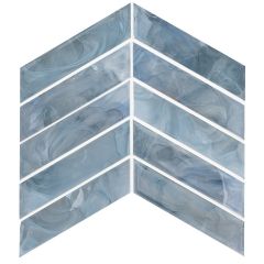 Blue Shimmer Chevron 9.95X11.85 Glossy Glass Mosaic