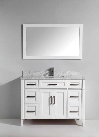 Vanity Art 60 Inch White Single Sink Bathroom Set With Carrara Marble Top And - 60 Inch Bathroom Vanity Top With Single Sink