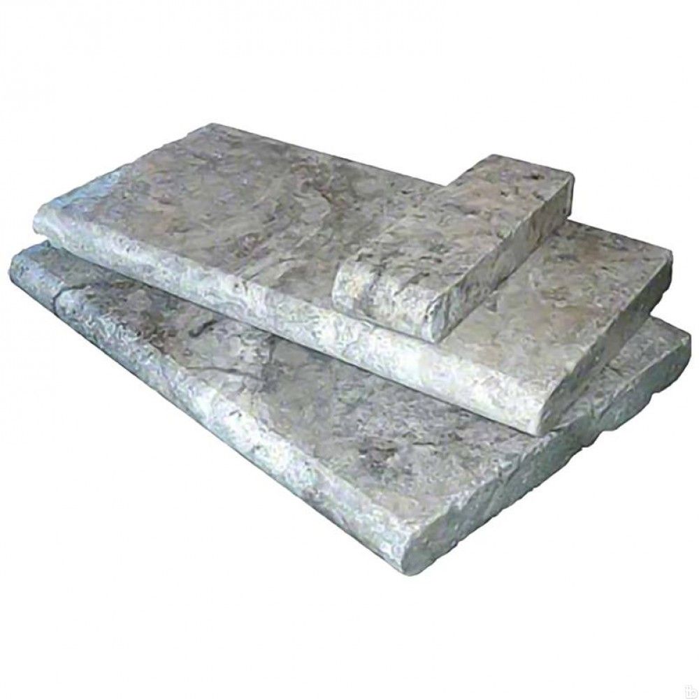 SILVER COPING 12X24 HONED UNFILLED BRUSHED DOUBLE BULLNOSE COPING