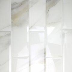 Nature 4" X 16" Beveled Glossy White Glass Subway Backsplash Wall Tile