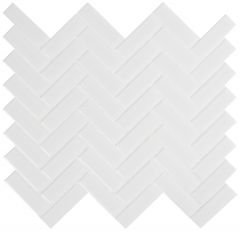 White Glossy Herringbone Porcelain Mosaic