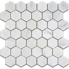 Oriental White 2X 2 Hexagon Honed Mosaic