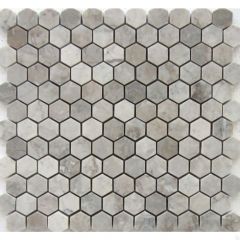 Gray Cloud 1X 1 Hexagon Polished Marble Mosaic
