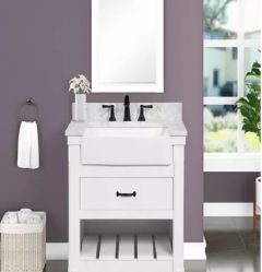 Farmington Dove White Single Sink 31" Bathroom Vanity With Marble Countertop