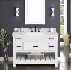 Farmington Dove White 49" Single Sink Bathroom Vanity With Marble Countertop