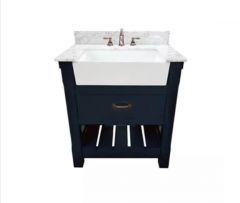 Farmington Navy Blue 31" Single Sink Bathroom Vanity With Marble Countertop