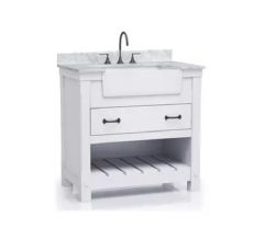 Farmington  Dove White Single Sink 37" Bathroom Vanity With Marble Countertop