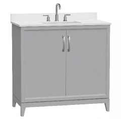 Luton 36-in Bathroom Vanity Light Gray with Snow White Quartz Top