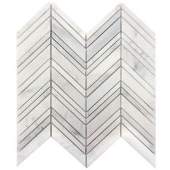 Oriental White 1"X4" Chevron Honed Mosaic