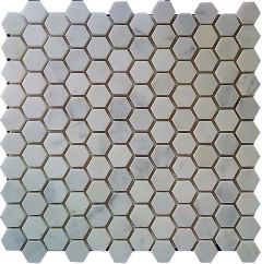 White Statuary 1" Hexagon Honed Mosaic