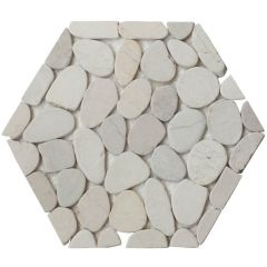 White 9.84X9.84 Hexagon Pebble Tile